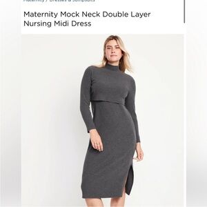 Old Navy Maternity/Nursing Ribbed Mock Neck MIDI Dress S